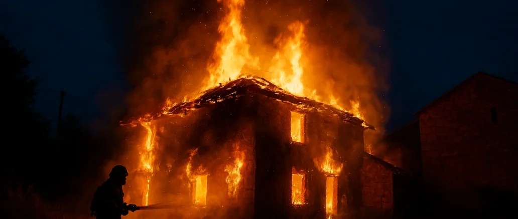 Incendio nocturno en una vivienda deshabitada de Abegondo Incendio nocturno en una vivienda deshabitada de Abegondo