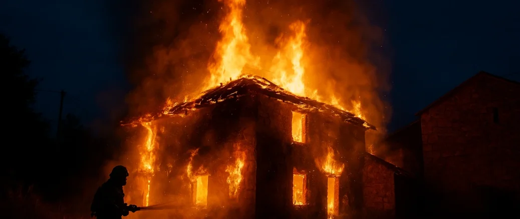 Incendio nocturno en una vivienda deshabitada de Abegondo